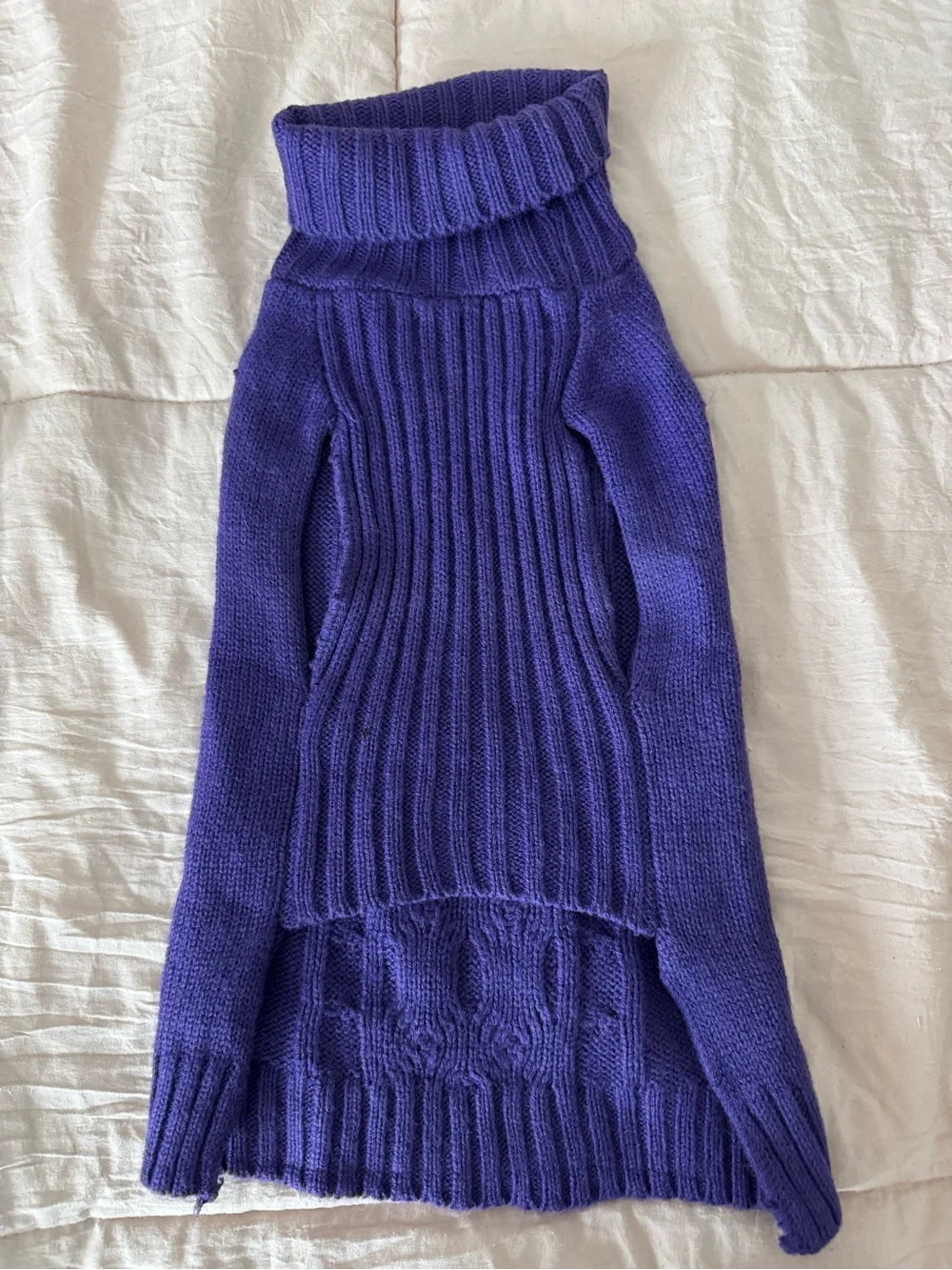 Cable-Knit Purple Wool Blend Dog Jacket